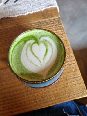 Oat milk hot matcha at Mateno Coffee - マテノコーヒー in Kagoshima
