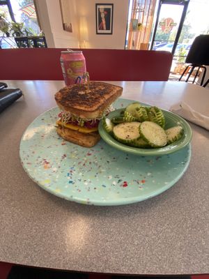 Reuben and side of cucumbers. ❤️ at Sealevel City Vegan Diner in Wilmington