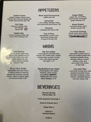 Menu at Sealevel City Vegan Diner in Wilmington