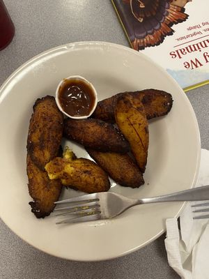 Plantains with a bbq sauce.  Super duper delicious!!   at Sealevel City Vegan Diner in Wilmington