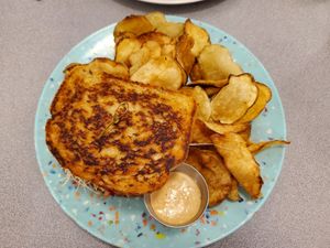 Rueban with chips at Sealevel City Vegan Diner in Wilmington