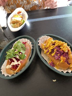 Buffalo Crunchy Dog & Crunchy Dog  at Sealevel City Vegan Diner in Wilmington
