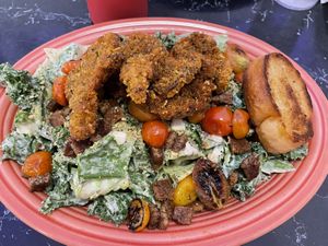 SPECIAL: kale caesar salad with fried oyster mushrooms    at Sealevel City Vegan Diner in Wilmington