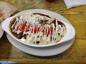 Cowboy chili, served with tortilla chips for dipping at Sealevel City Vegan Diner in Wilmington
