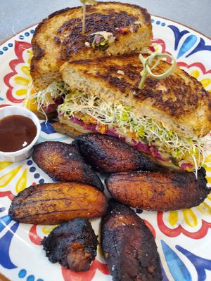 KIMCHI Tempeh Reuben with plantains at Sealevel City Vegan Diner in Wilmington