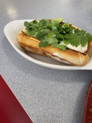 Cornflake battered hot dog   at Sealevel City Vegan Diner in Wilmington