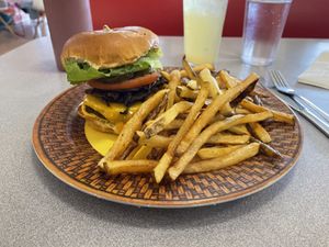 Porto Melt with House Fries  at Sealevel City Vegan Diner in Wilmington