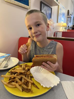 Plain dog and fries   at Sealevel City Vegan Diner in Wilmington