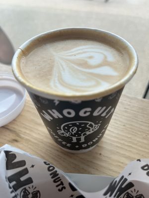 Oat flat white  at Whocult Coffee + Donuts in Porthcawl