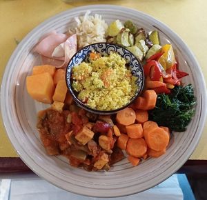 Spezzatino di seitan , cous cous , affettato veg e verdure miste at Bar Carpano in Alessandria