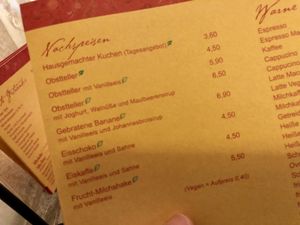 menu at LoLu in Duisburg