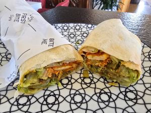 Crispy vegan wrap take away at Tasty Bruges in Bruges