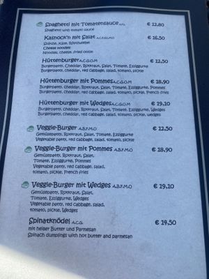 couple of vegan options  at Gamsmilch Bar in Obertauern