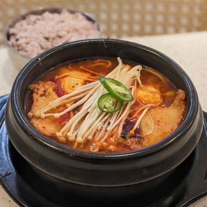 Vegan Soondubu Jjigae at Saute Saranghae in East Singapore