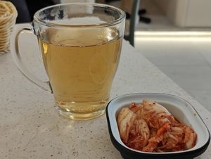 warm korean barley tea at Saute Saranghae in East Singapore