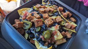 vegan nachos with tofu a la mejicana at Carrburritos in Chapel Hill