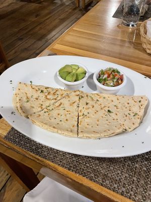 Vegan quesadilla  at Naboo Restaurant in Roatan