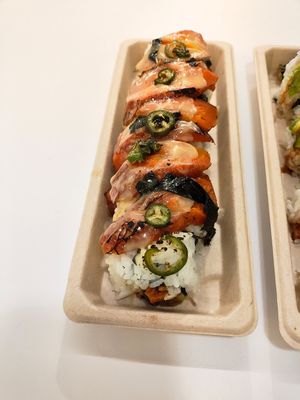 My favorite was the Carrot Lox Jalapeno roll never had anything like it before, carrot could pass for actual lox! at Oh! Dahon in New York City