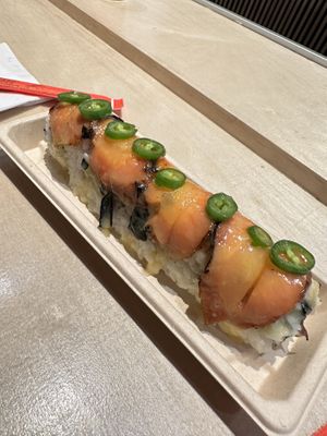 Carrot lox jalapeño maki roll  at Oh! Dahon in New York City