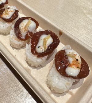 Oyster mushroom nigiri  at Oh! Dahon in New York City