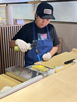 Avocado Truffle Oshizushi in the making!  at Oh! Dahon in New York City