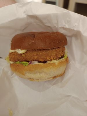 Chicken truffle burger at Vegan Passion in East London