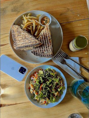 Toasted sandwich and house salad(vegan options available) at Cafe Solomons in Hikkaduwa