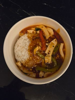 Rice with spicy tofu at Feed ME in Milan