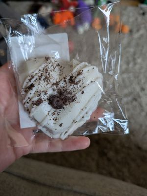 White chocolate Oreo heart candy at Another Vegan Cookie - Pop Up in Columbus