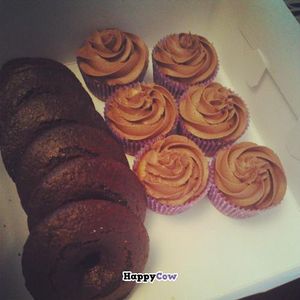 Chocolate donuts and sundae cupcakes.  at Lovin' Oven Vegan Bakery in Dartmouth
