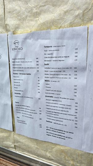 Menu - vegan is mentioned at Restaurant Kinoko in Solsona