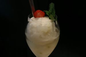 *vegan option Lemon sorbet with prosecco at Al Ponte Prague in Prague