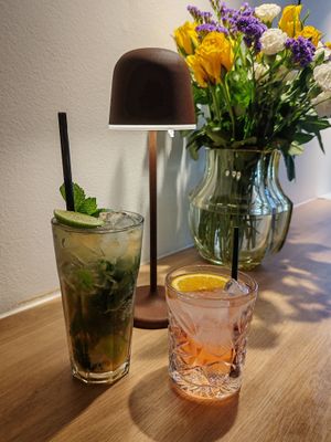 Cockatils! Mojito and pink gin tonic! at Al Ponte Prague in Prague