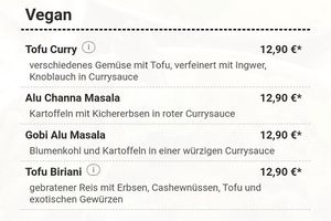 vegan main dishes at Indisch Curry - Real Taste of India in Neu Wulmstorf