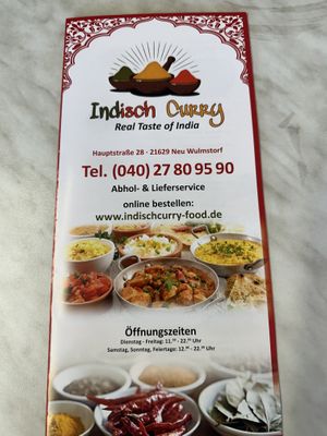 Speisekarte  at Indisch Curry - Real Taste of India in Neu Wulmstorf