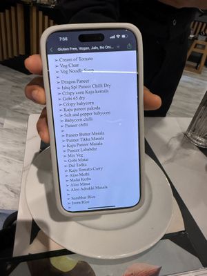 Jain menu pt1  at Ishq in Toronto