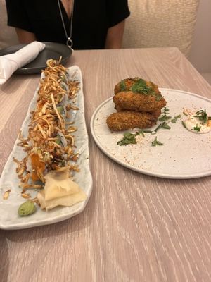 Sushi roll and croquettes   at PLANTA Cocina in Washington