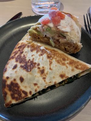 Spinach Mushroom Quesadilla & Baja Burritoo #Veganuary at PLANTA Cocina in Washington