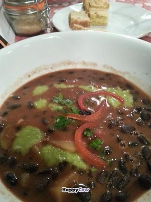 Mexican night - black bean soup with green salsa and corn bread from Moose's Kitchen at Moose's Kitchen in Hastings