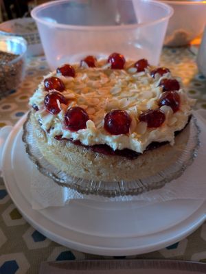 Delicious cherry bakewell, baked by our lovely volunteer Vicky at Veggies Catering Campaign in Nottingham