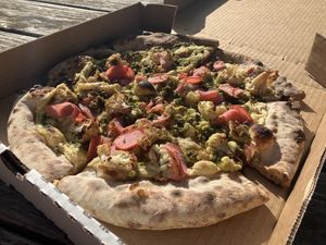 The Caulis pizza -so deliciouss   at Jester King in Austin