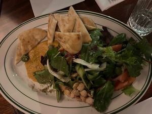 hummus/naan/salad plate  at The Delaware Restaurant & Bar in Albany