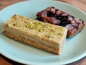 Ginger bar and cherry bake well slices at Hustle in Belfast