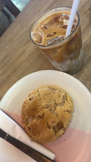 Biscoff cookie and iced coffee with hazelnut syrup   at Hustle in Belfast