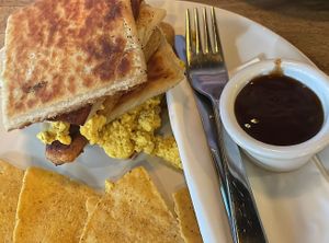 Potato bread stack at Hustle in Belfast