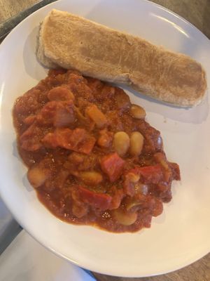 Sausage roll and smoky beans   at Hustle in Belfast