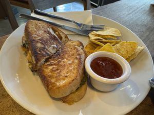 Cajun chick’n toastie  at Hustle in Belfast