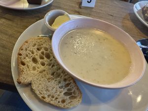 Chestnut and cauliflower soup  at Hustle in Belfast