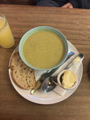 Cheesey broccoli soup  at Hustle in Belfast