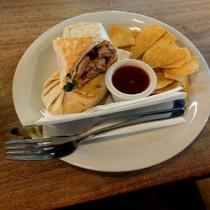 Sweet chilli "chicken" wrap at Hustle in Belfast